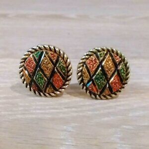 Vintage 1972 Sarah Coventry "Mosaic" Enamel Clip-On Earrings – Signed